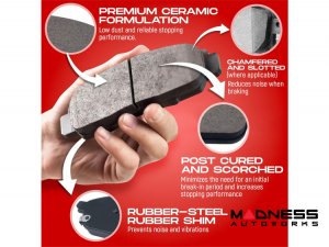 smart fortwo Brake Kit - 453 - Front - R1 Concepts - Ceramic Brake Pads - eLINE Drilled + Slotted Rotors